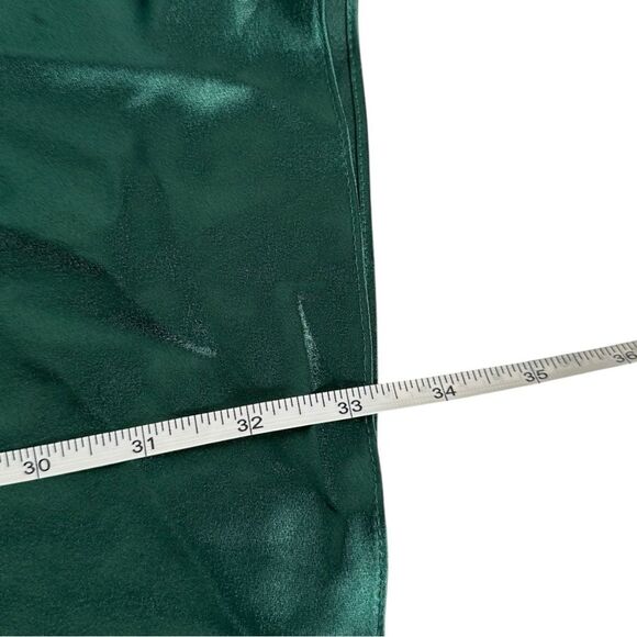 Vintage California Dynasty Emerald Green Satin Embroidery Slip Mini Dress Medium - Picture 8 of 8